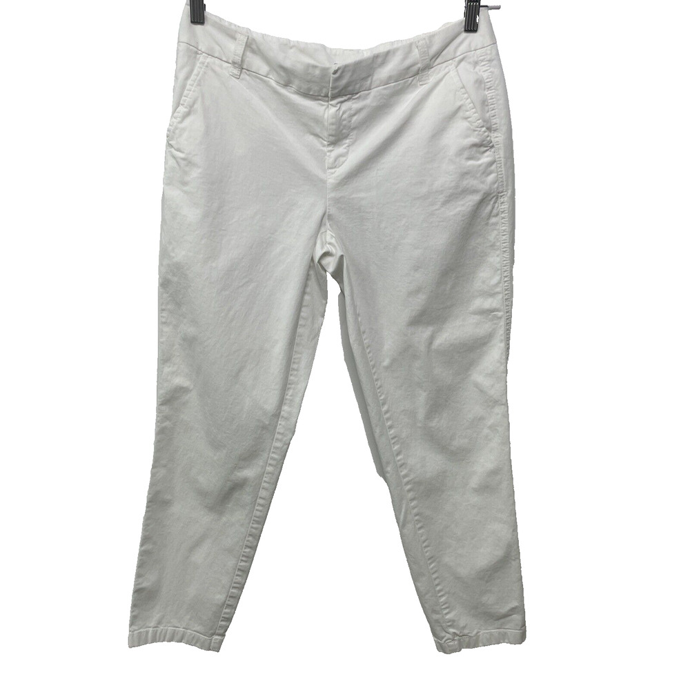 Caslon Nordstrom White Flat Front Chino Ankle Pants‎ Women 8 Summer Beach Casual
